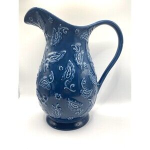 Lenox MEDITERRA COLLECTION Chuck Fischer China Sculpted Pitcher - Blue Embossed